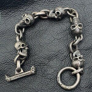 Gaboratory 5 skull bracelet 925 Sterling 9.25" 1990s Rare